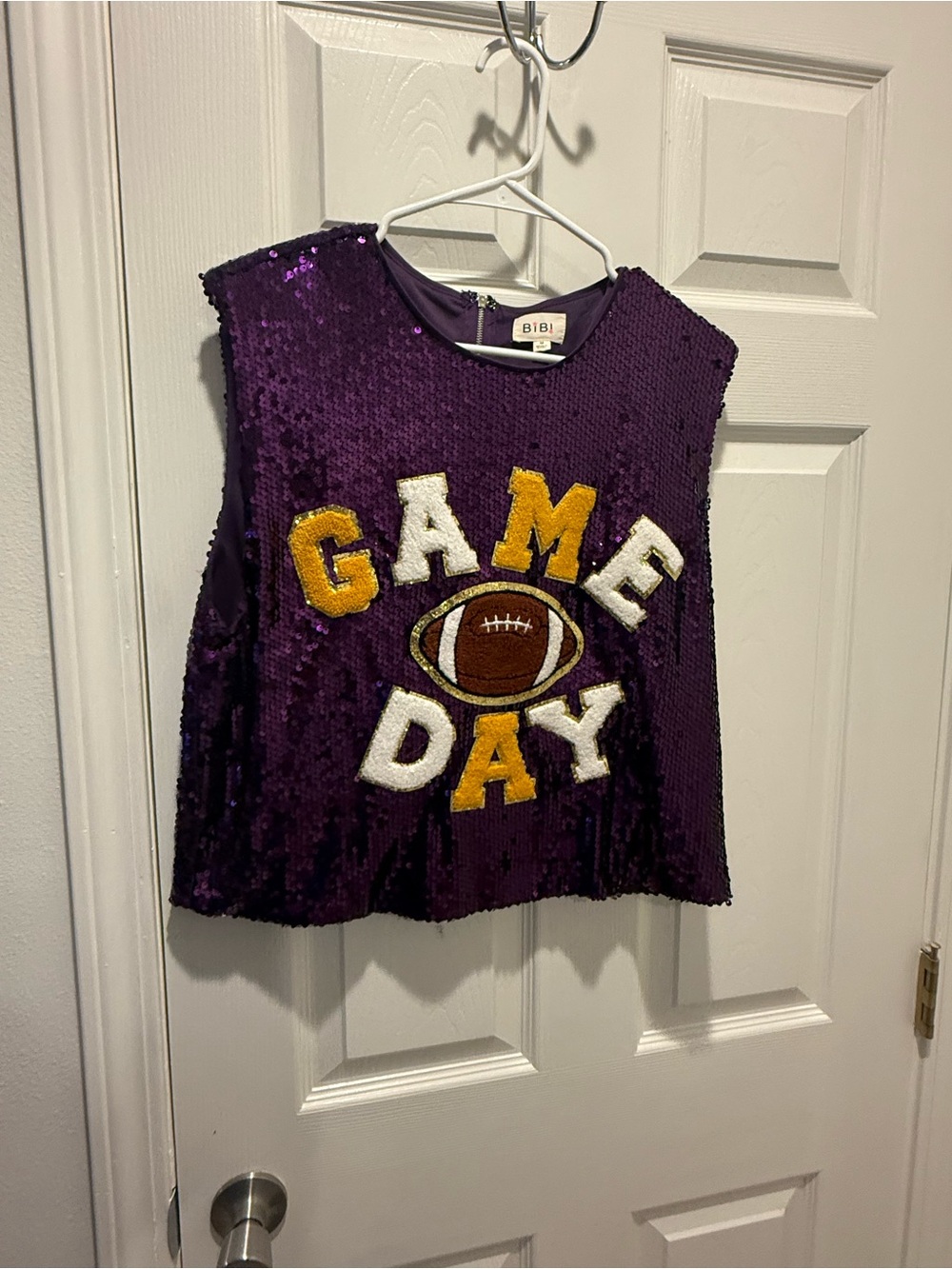 BIBI Purple 'Game Day' Sequin Top